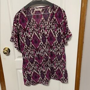 Ricki's Magenta and White Geometric Short Sleeve Tee